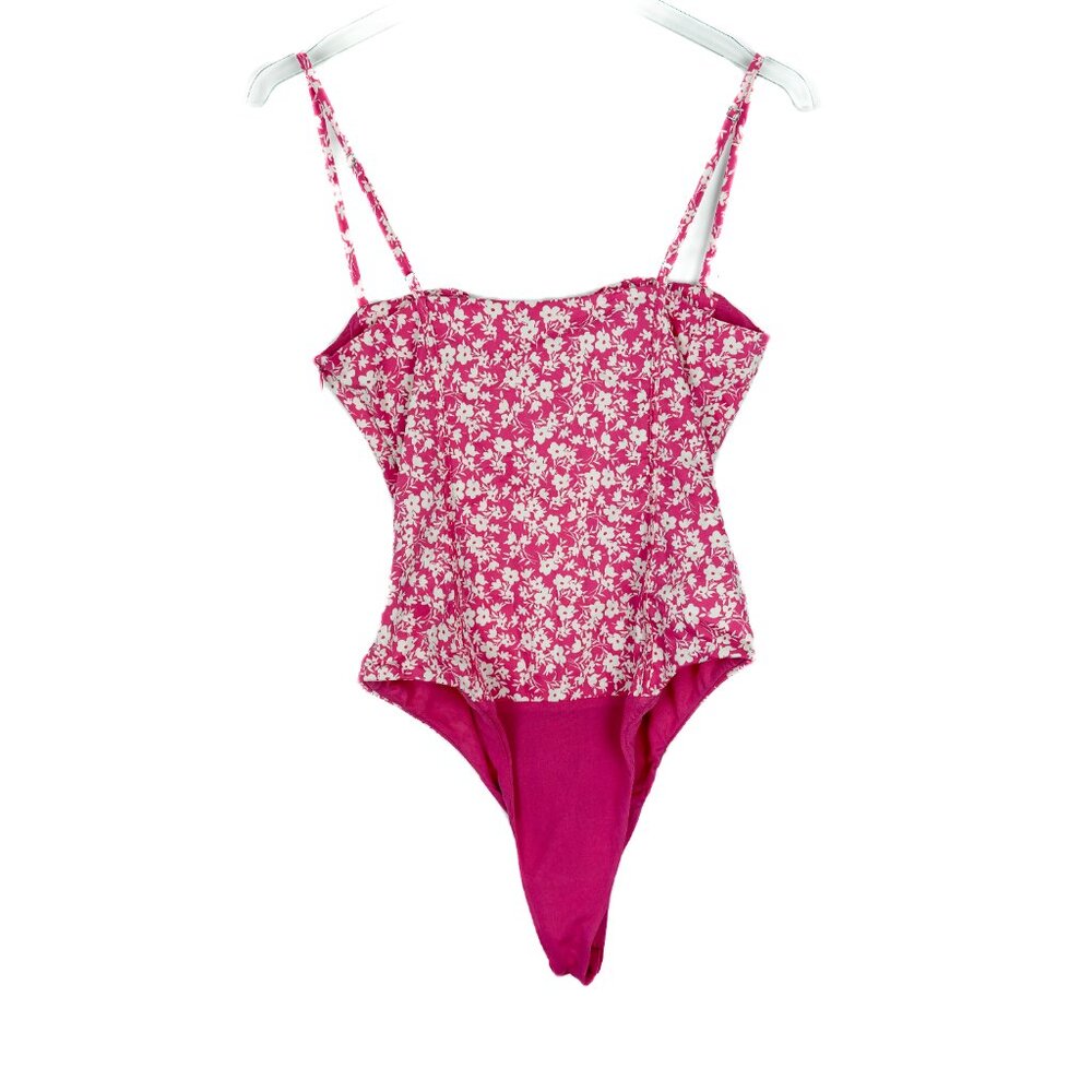NWT Zara Floral Printed Corset Bodysuit Spaghetti Straps Pink Size Small S NEW - Picture 11 of 14